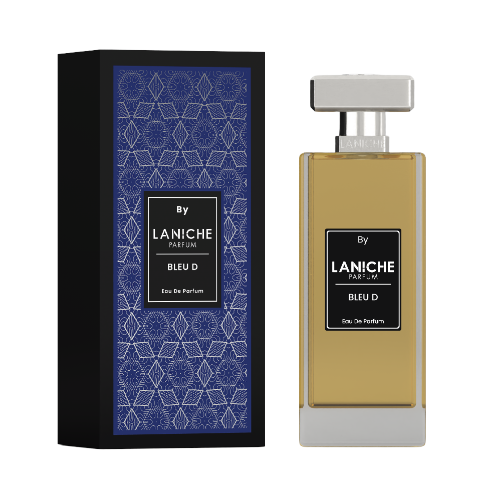 Bleu D by Laniche Parfum, a fresh, citrus and woody Eau de Parfum, 100ml bottle and box.