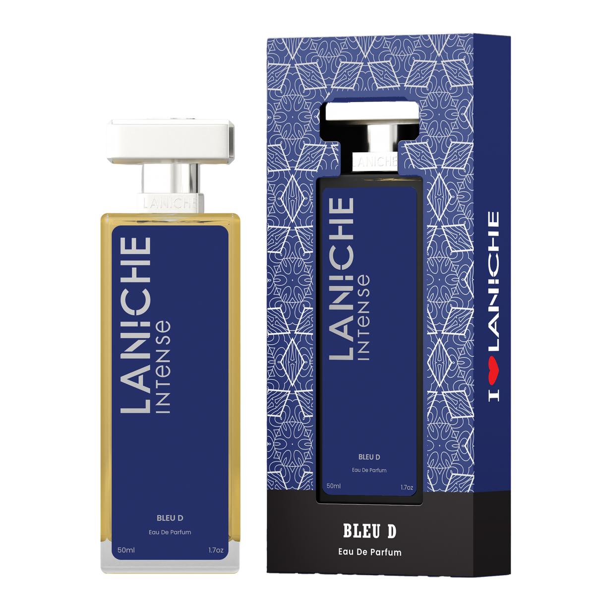 Bleu D by Laniche Parfum, a fresh, citrus and woody Eau de Parfum, 50ml bottle and box.