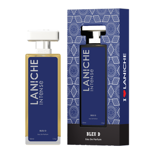 Bleu D by Laniche Parfum, a fresh, citrus and woody Eau de Parfum, 50ml bottle and box.