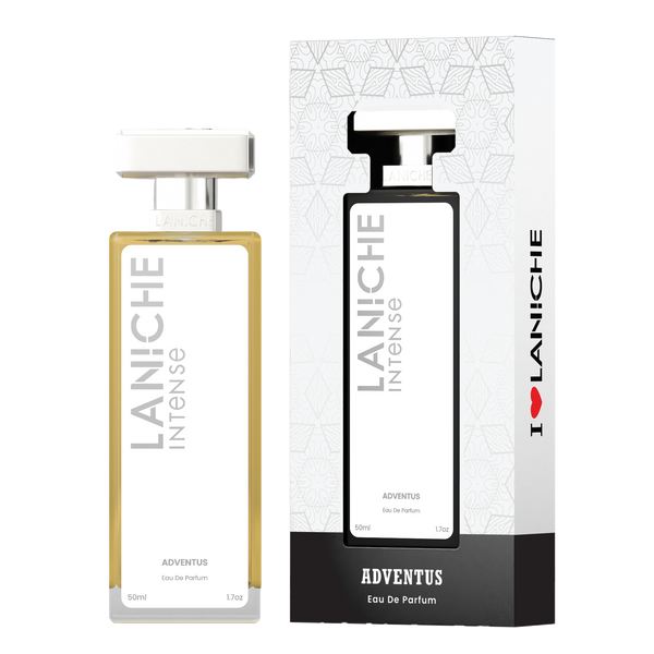 Adventus by Laniche Parfum Intense, a fresh, fruity and woody Eau de Parfum, 50ml bottle with box.