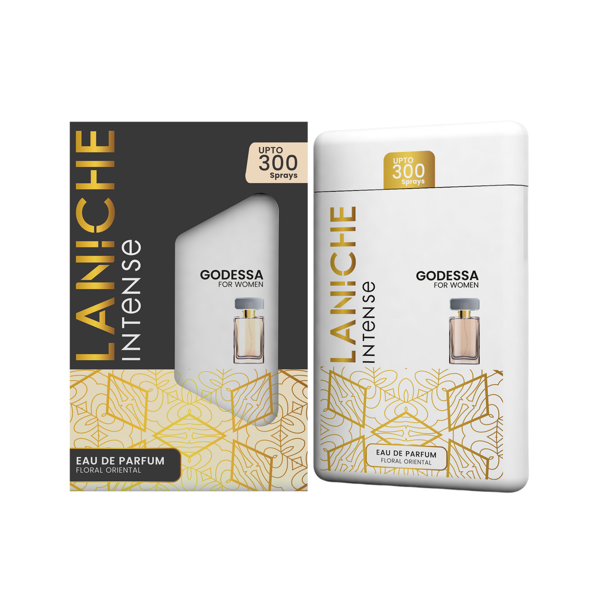 Laniche Parfum Godessa 20ml pocket perfume spray with carton, a floral oriental eau de parfum for women.