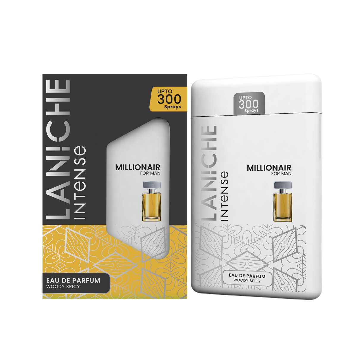Millionair by Laniche Parfum 20ml pocket Eau de Parfum in its travel case and outer box, labelled up to 300 sprays.