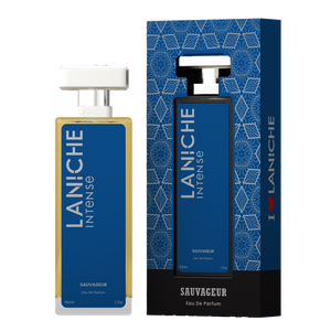 Sauvageur by Laniche Parfum 50ml Eau de Parfum bottle and blue packaging box.