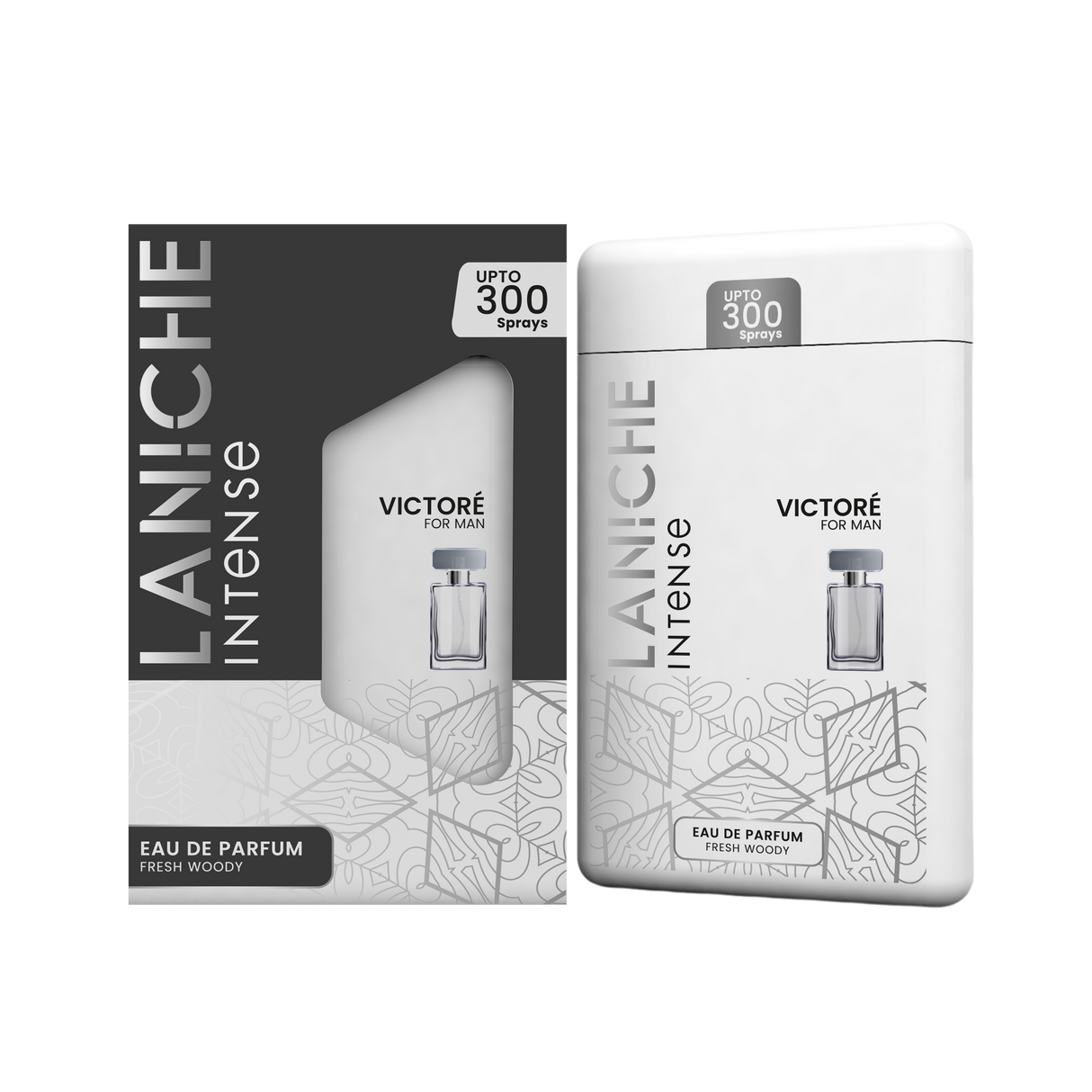 Victoré by Laniche Parfum 20ml pocket Eau de Parfum in its travel case and outer box, labelled up to 300 sprays.