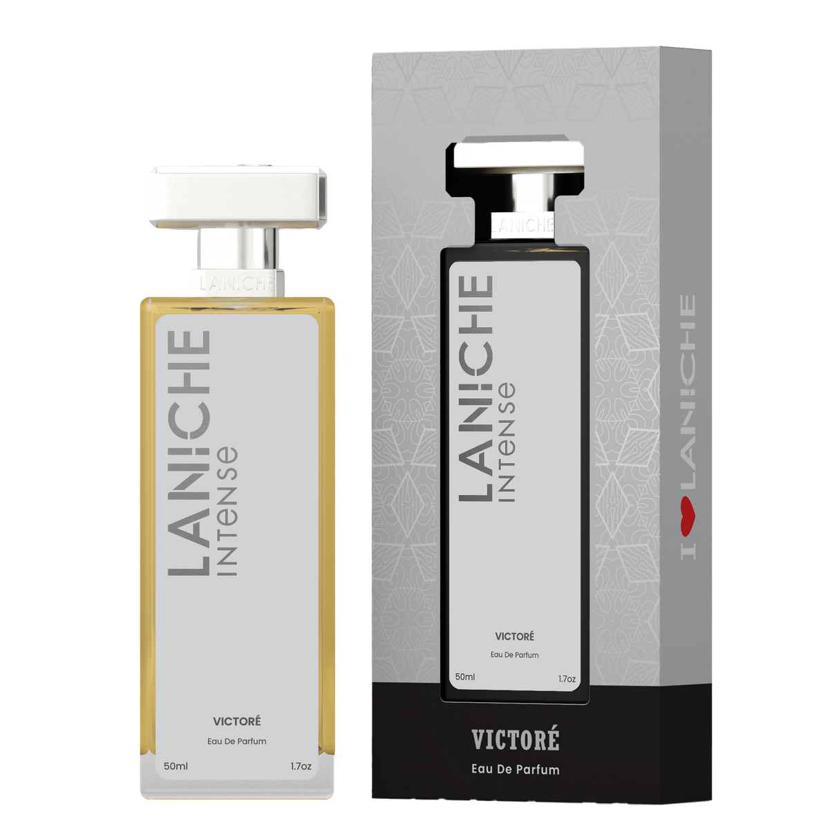 Victoré by Laniche Parfum 50ml Eau de Parfum bottle and grey packaging box.